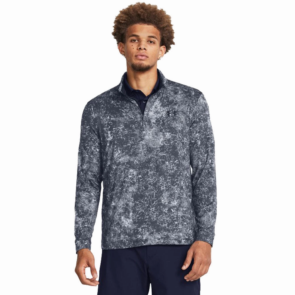 Winter Gear Under Armour Playoff Printed 1/4 Zip Pullover - Downpour Gray/Midnight Navy/Midnight Navy
