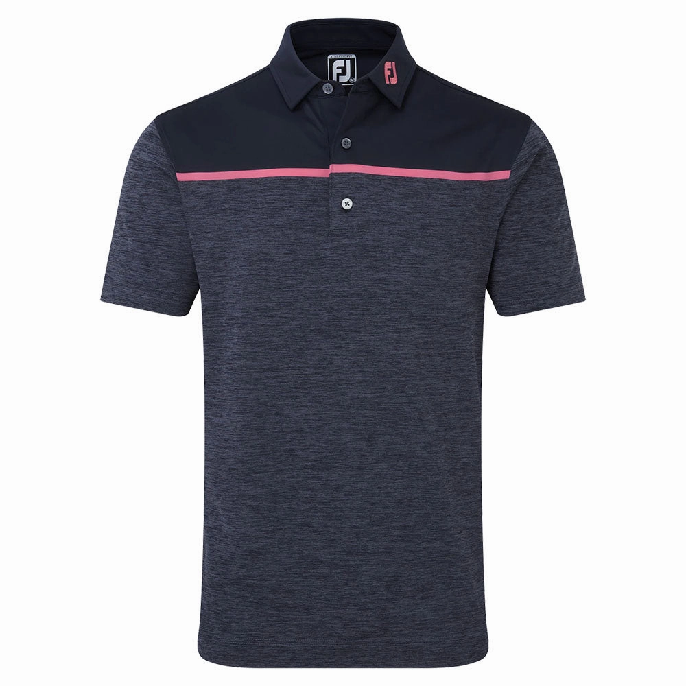 FootJoy Space Dye Block Lisle Polo Shirt - Navy EasyCareFabric Chilly Weather Style