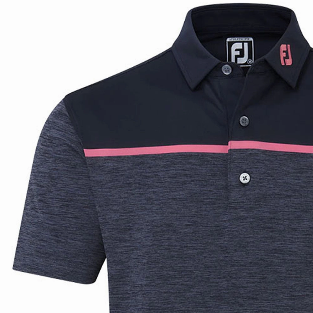 FootJoy Space Dye Block Lisle Polo Shirt - Navy Breathable mesh