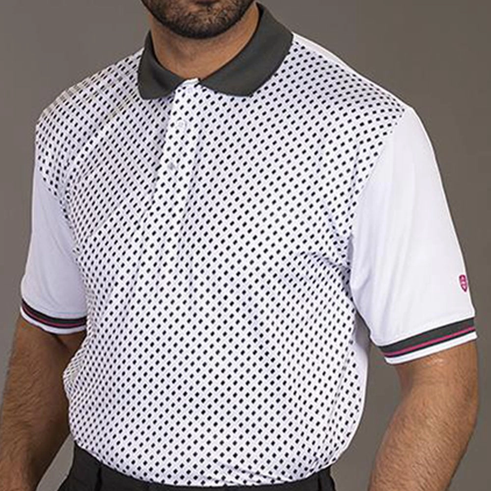 Trendy Comfort Island Green Diamond Print Polo Shirt - White