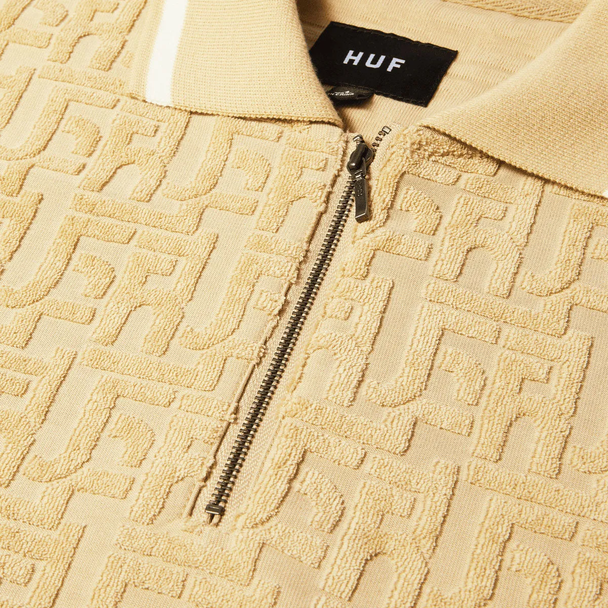 Hidden Button Placket Seamless construction HUF Tether Jacquard Terry Shirt - Twill