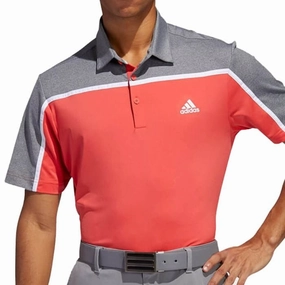 adidas Ultimate356 3-Stripe Polo Shirt - Coral/Grey Simple Yet Elegant Soft Fabric