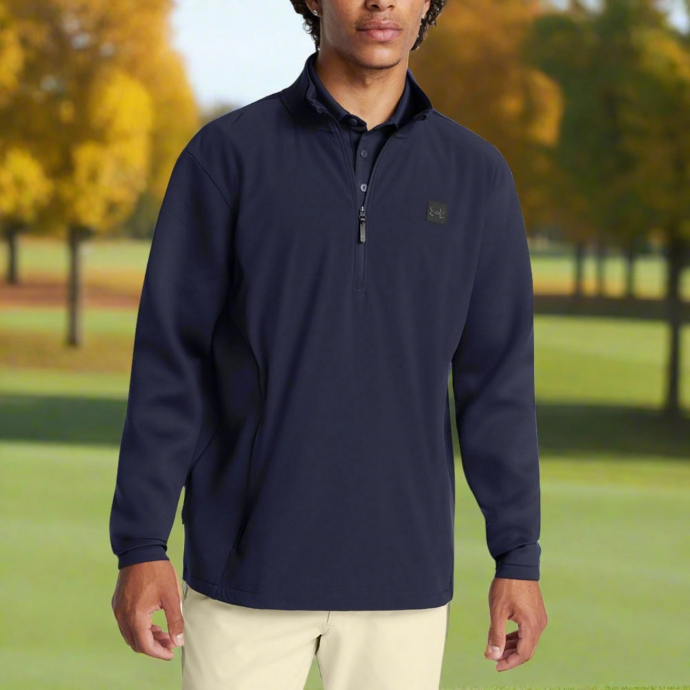 Sporty Fashion Odor Free Under Armour Drive Pro Storm Hybrid 1/2 Zip Sweater - Midnight Navy