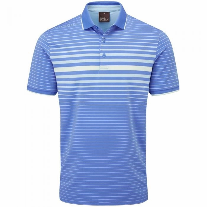 OdorResistant Fabric Oscar Jacobson Drayton Polo Shirt - Mid Blue/Sky Blue