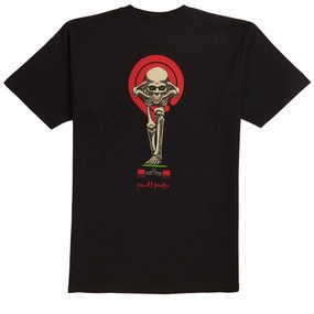 Powell-Peralta Tucking Skeleton T-Shirt - Black Stretchable Armholes ThermoregulatingFabric