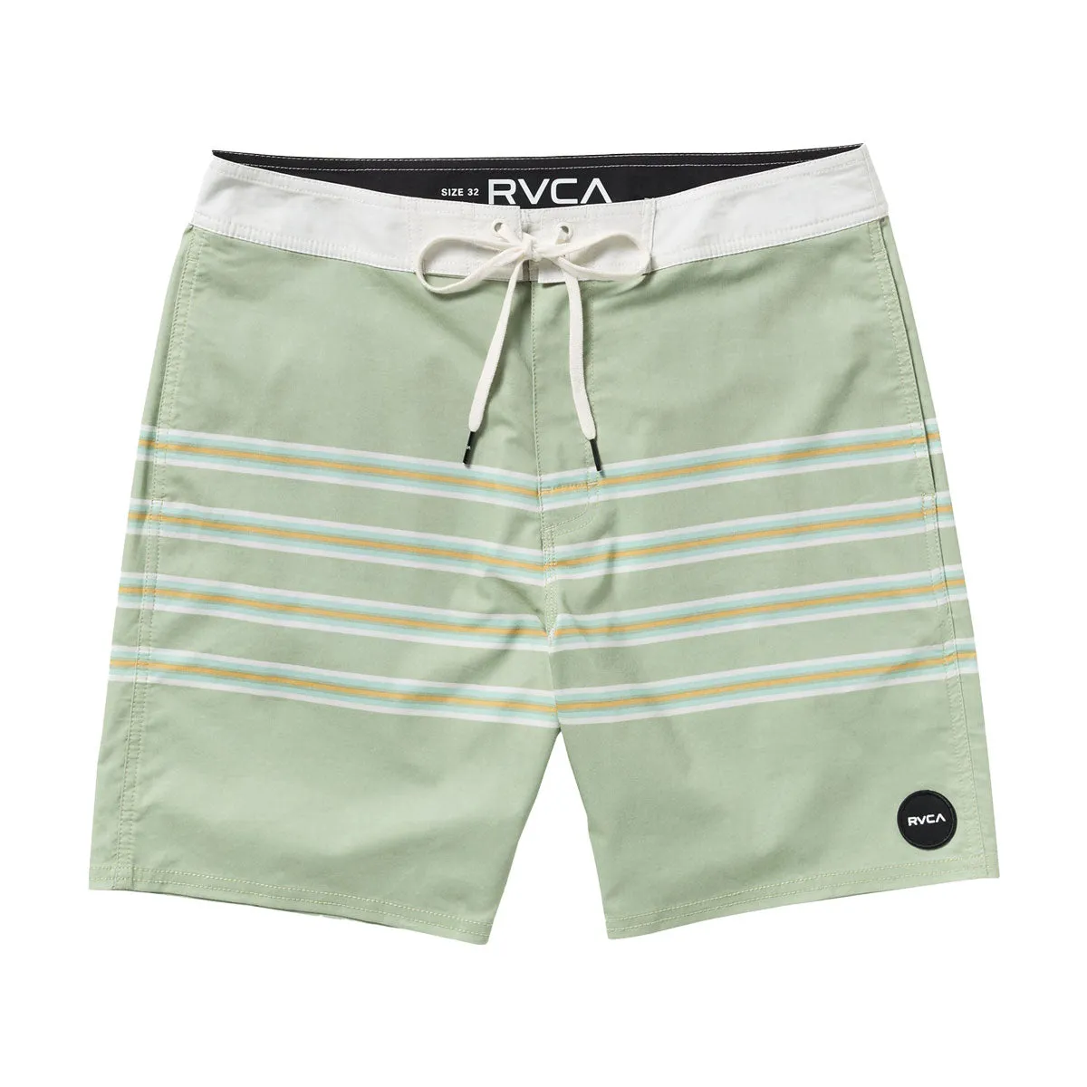 Cozy Waist Sporty Comfort Fit RVCA County Line 18 Boardshorts - Light Olive