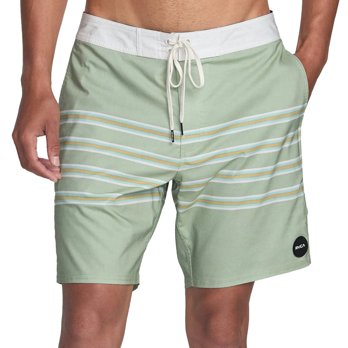 Cozy and Relaxed Flex Movement RVCA County Line 18 Boardshorts - Light Olive
