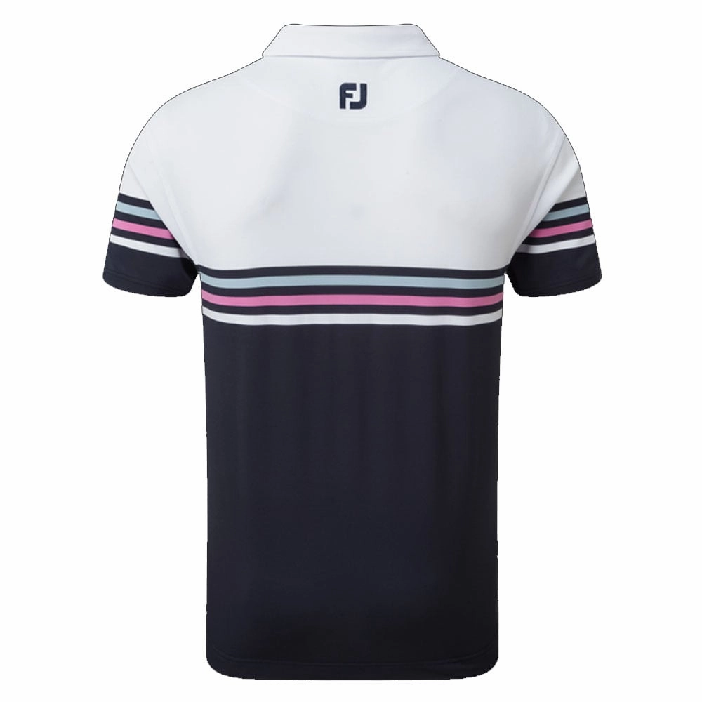 Odor Control Finish Airflow Ventilation FootJoy Stretch Colour Block Polo Shirt  - White/Navy