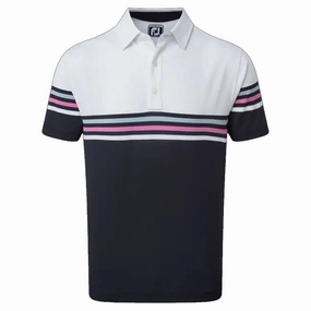 FootJoy Stretch Colour Block Polo Shirt  - White/Navy Timeless Fashion On-the-Go Fashion
