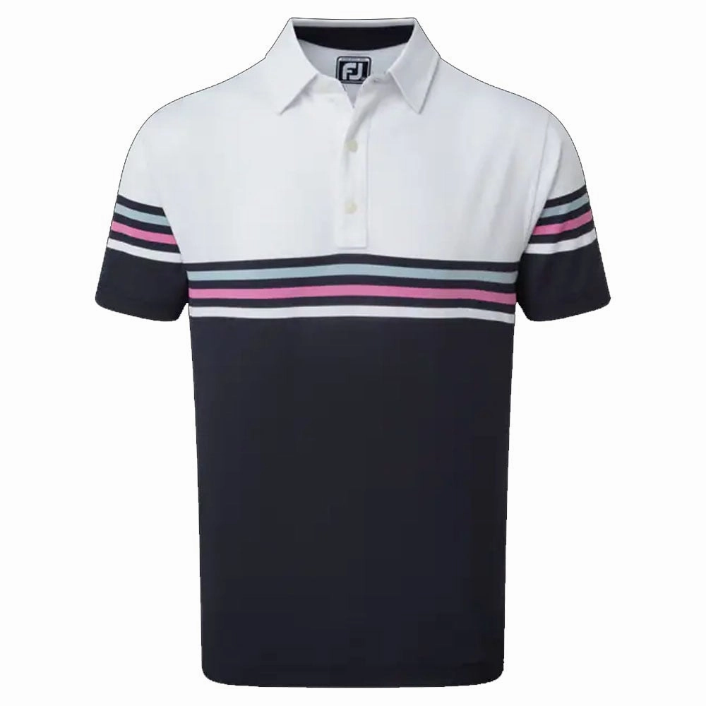 FootJoy Stretch Colour Block Polo Shirt  - White/Navy Timeless Fashion On-the-Go Fashion