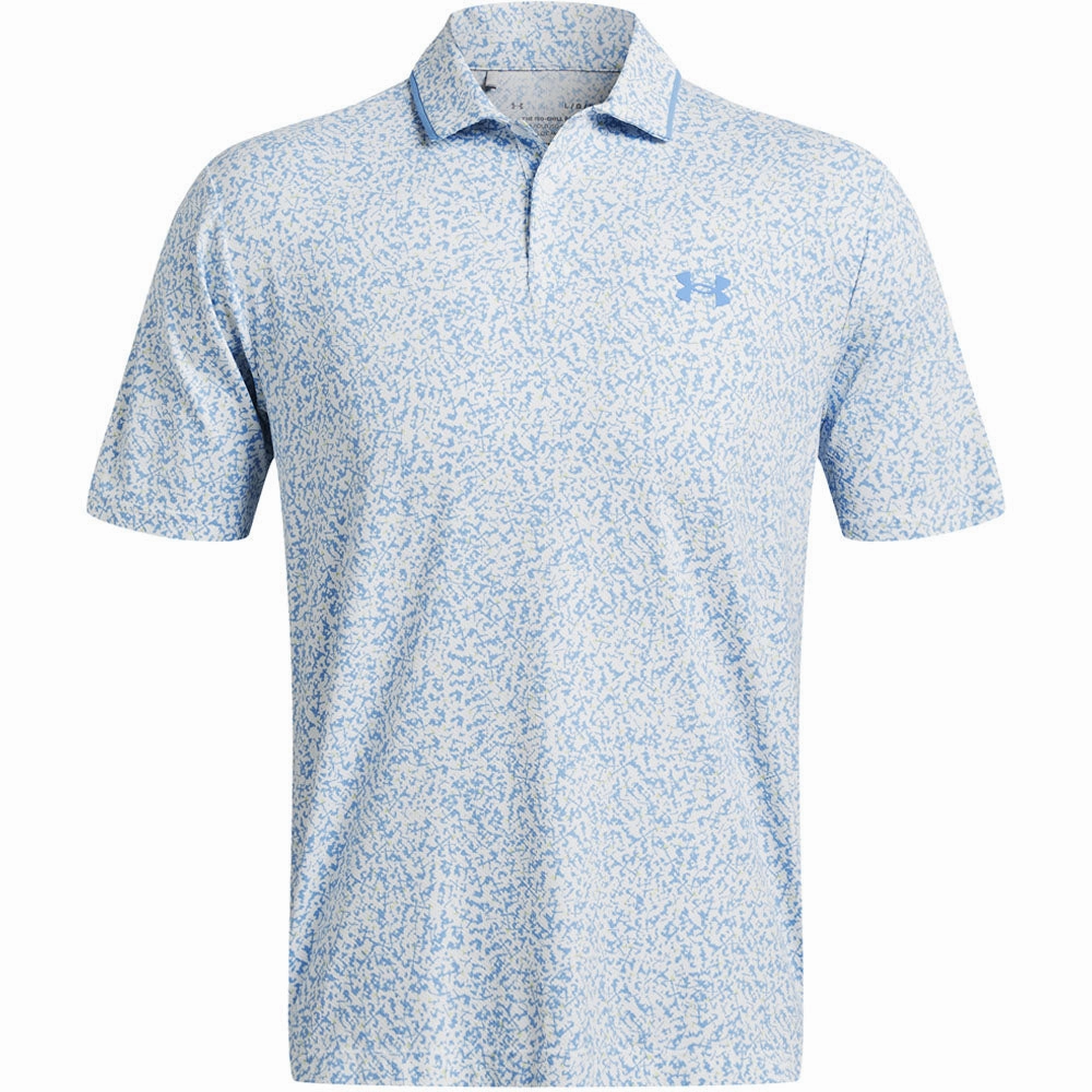 Under Armour Iso-Chill Verge Polo Shirt - White/Retro Green/Horizon Blue Outdoor Look Raw Edge Hem