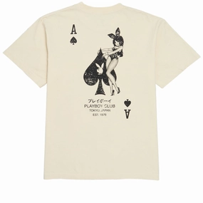 Color Bars x Playboy Ace of Spades Distressed T-Shirt - Off White Lightweight Style Effortless Daywear