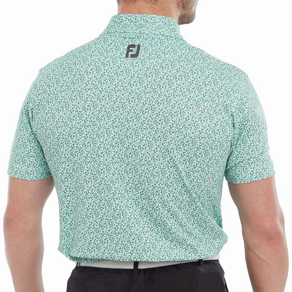 FootJoy Confetti Print Polo Shirt - Aqua Surf ZeroWaste Production Easy Look