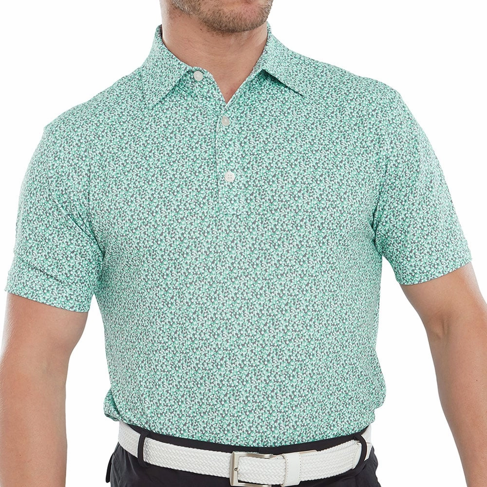 quick dry FootJoy Confetti Print Polo Shirt - Aqua Surf