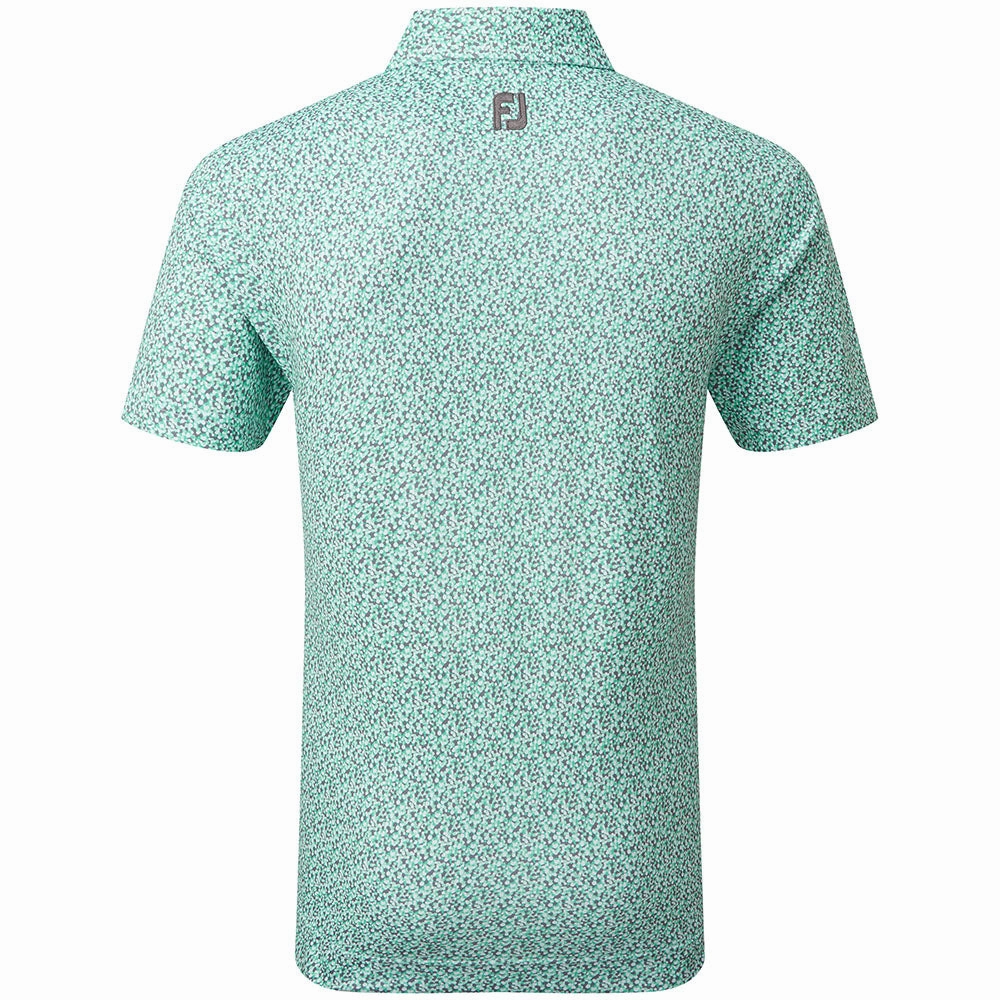 FootJoy Confetti Print Polo Shirt - Aqua Surf Layered Hem Detail Layering Piece