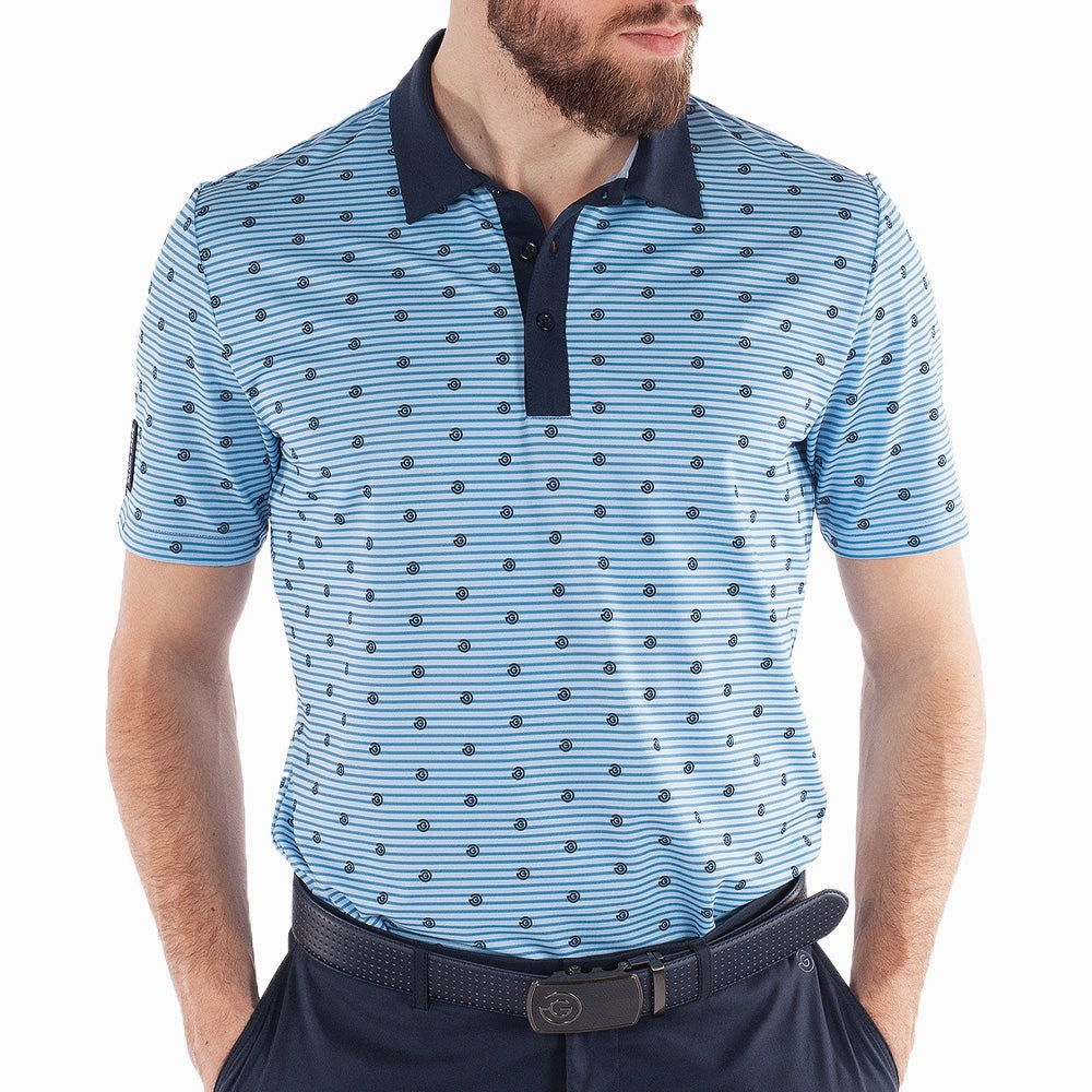 Galvin Green Monty V8  Polo Shirt - Blue Bell/Navy Holiday Trend
