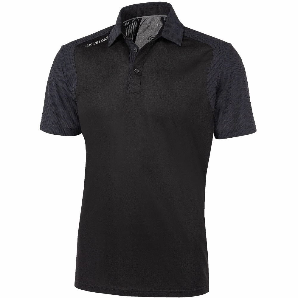 Galvin Green Massimo Ventil8  Polo Shirt - Black/Black Casual Comfort Fit Timeless Design