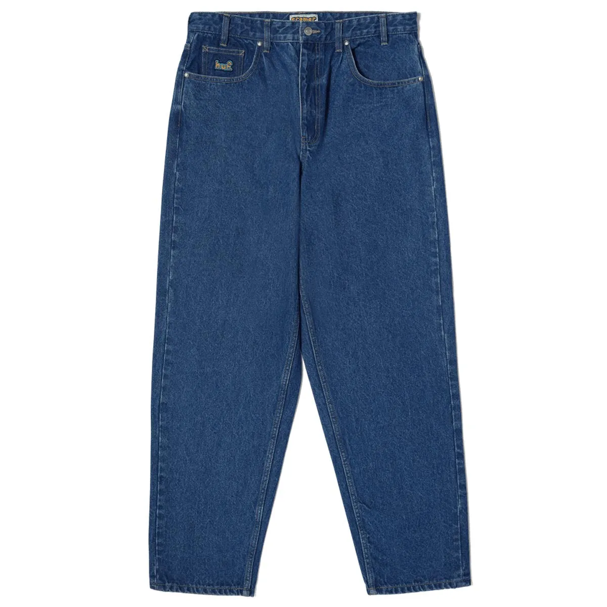 Smooth Texture SmoothZipper Huf Cromer Jeans - Stone Wash Indigo