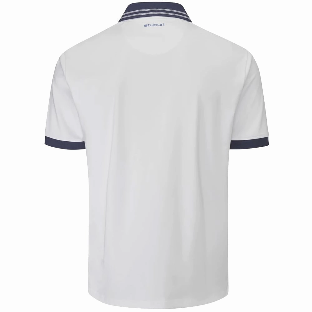Flexible Wear Flattering Fit Stuburt Cypress Polo Shirt - White/Midnight