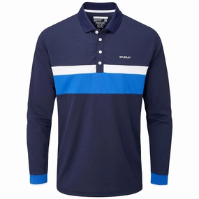 Stuburt Motion Long Sleeve Polo Shirt - Midnight Everyday Chic PreShrunkCotton