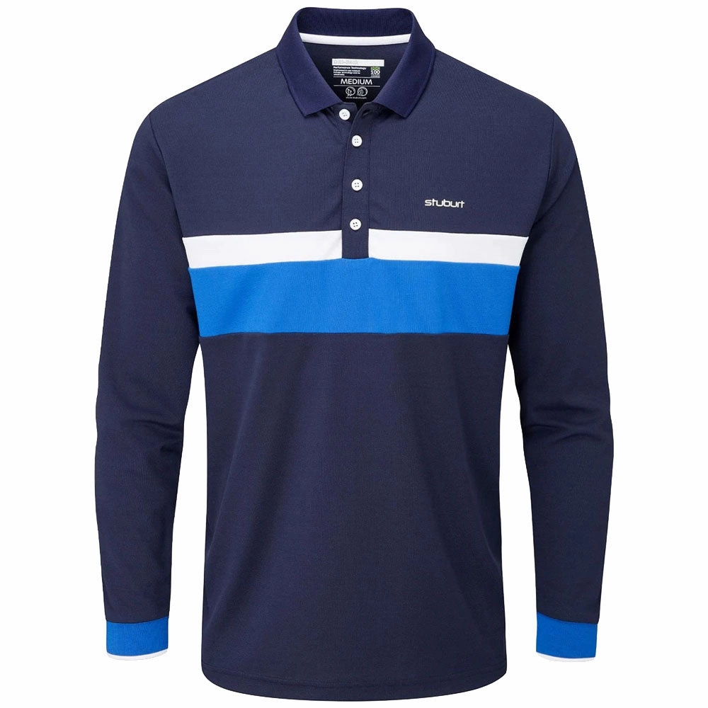 Seasonal Layer Travel Ready Stuburt Motion Long Sleeve Polo Shirt - Midnight