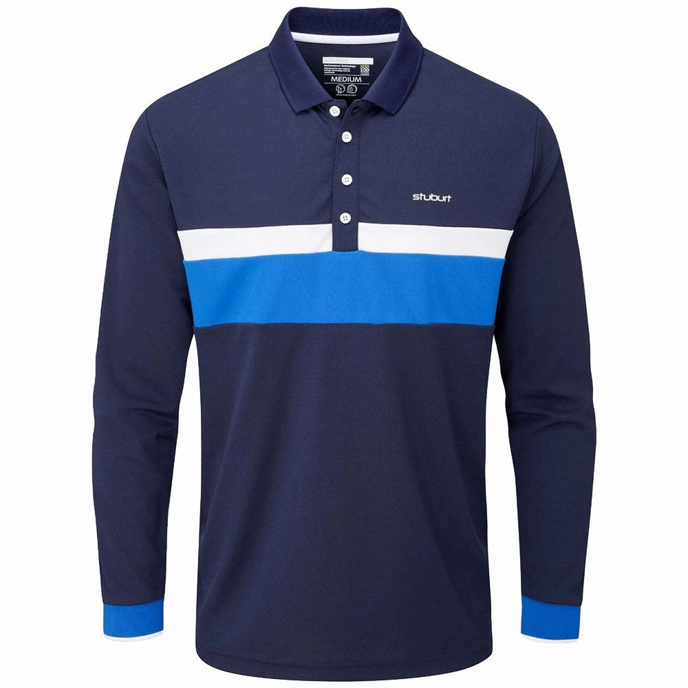 Stuburt Motion Long Sleeve Polo Shirt - Midnight Everyday Chic PreShrunkCotton