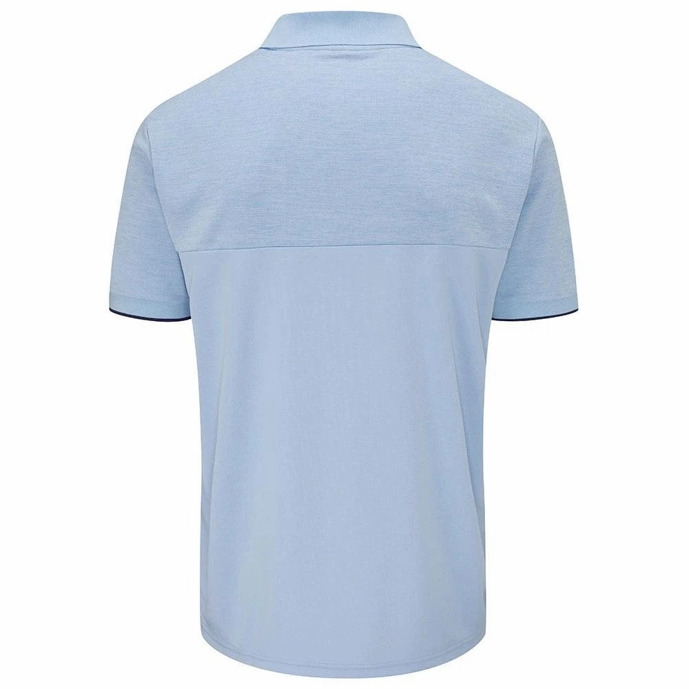Stuburt Shipley Polo Shirt - Sky Marl Microfiber texture Flexible Shoulder Seams