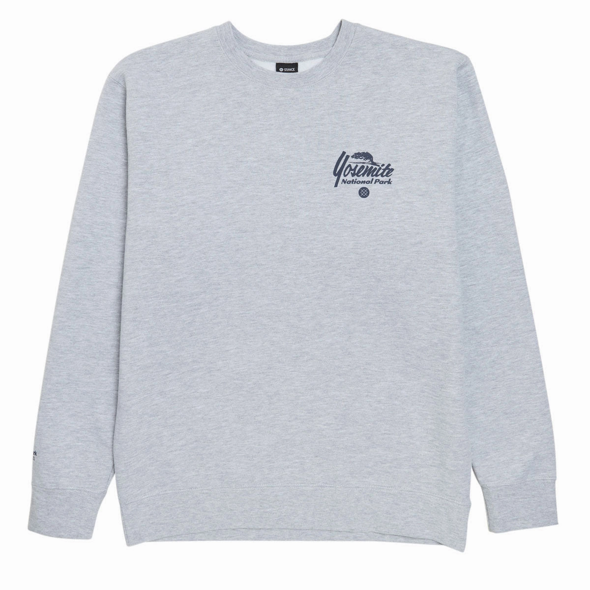 Stance National Parks Crew Sweatshirt - Heather Grey Logo Patch Reinforced Hem