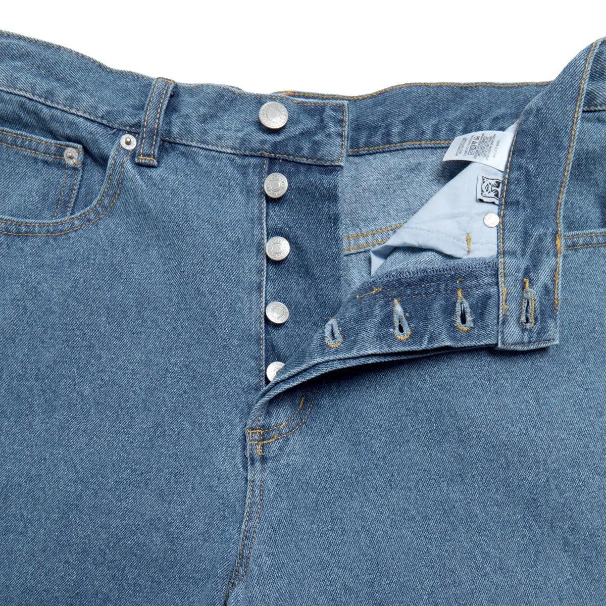 Obey Classic Baggy Denim Jeans - Medium Stonewash Light Indigo Sweat Resistant AbrasionGuardTape