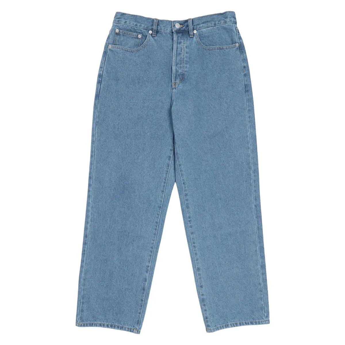Obey Classic Baggy Denim Jeans - Medium Stonewash Light Indigo Practical Look