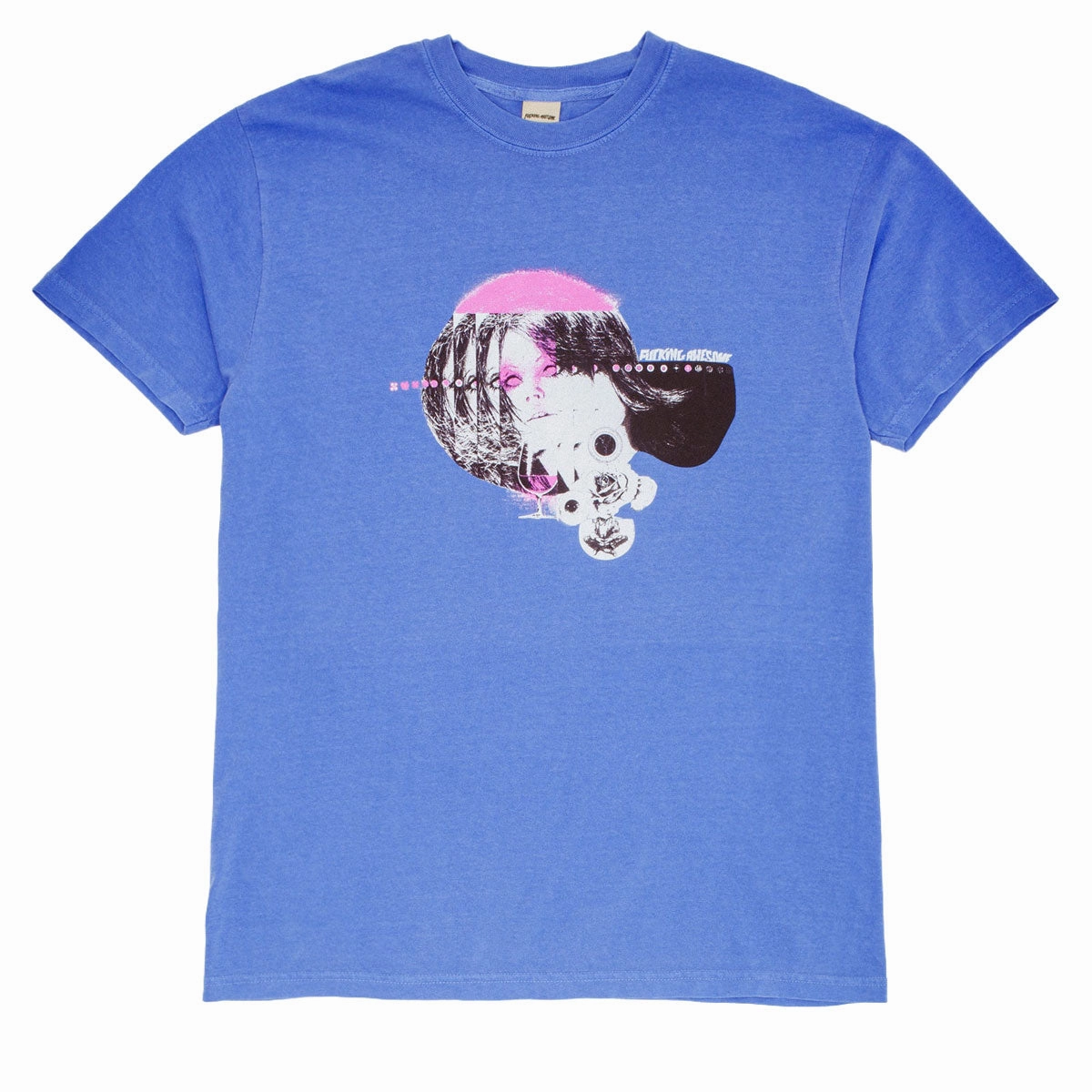 Light Fashion Wrinkle Resistant Texture Fucking Awesome Brinda T-Shirt - Flo Blue
