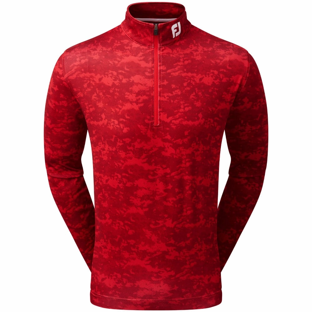 FootJoy Cloud Camo 1/4 Zip Pullover - Racing Red Hooded