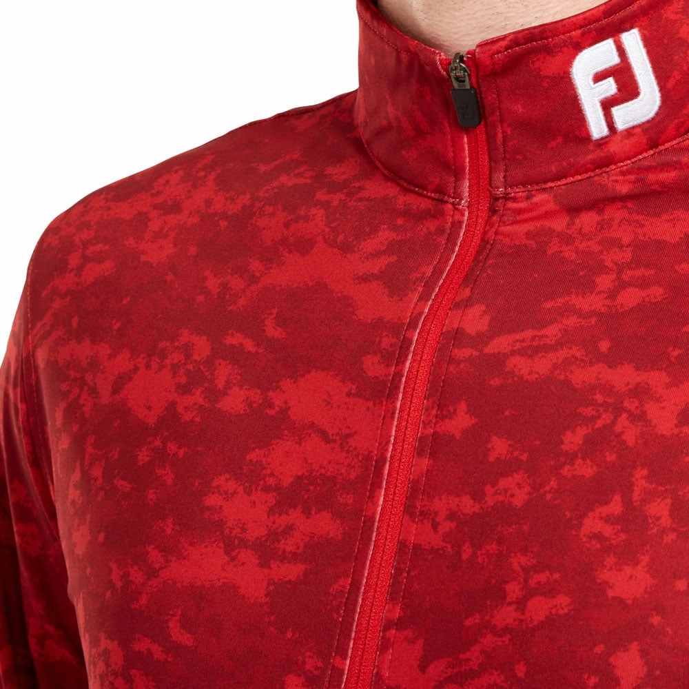 FootJoy Cloud Camo 1/4 Zip Pullover - Racing Red Comfort Design