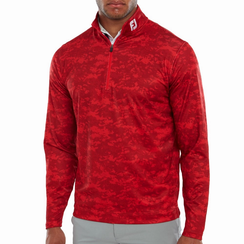 FootJoy Cloud Camo 1/4 Zip Pullover - Racing Red Core Minimal