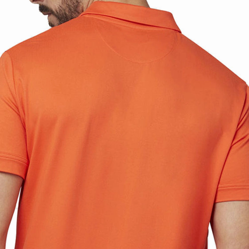 Callaway Street Mural Textured Print Polo Shirt - Tangerine Tango Chic Fashion