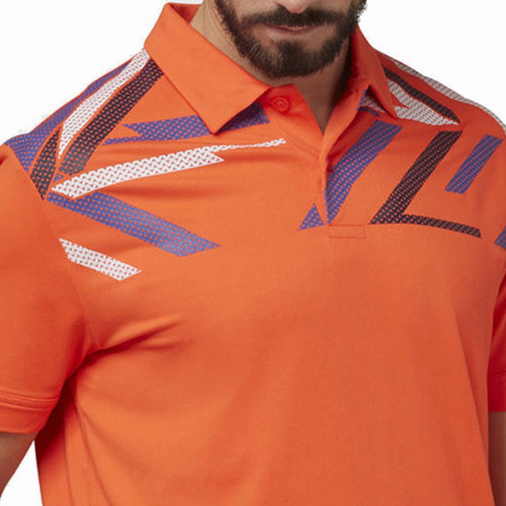 Comfortable and Chic Callaway Street Mural Textured Print Polo Shirt - Tangerine Tango