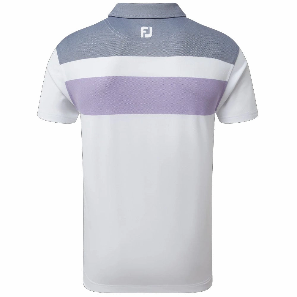 Fashion Comfort Versatile Apparel FootJoy Double Block Birdseye Pique Polo Shirt - White/Purple/Blue