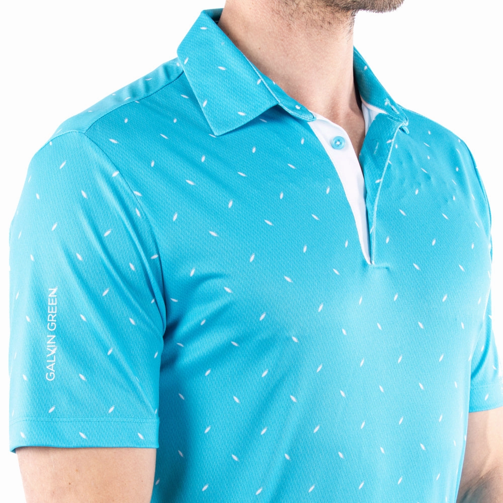 Chic Vibes Foam Print Detail Galvin Green Miklos Polo Shirt - Aqua