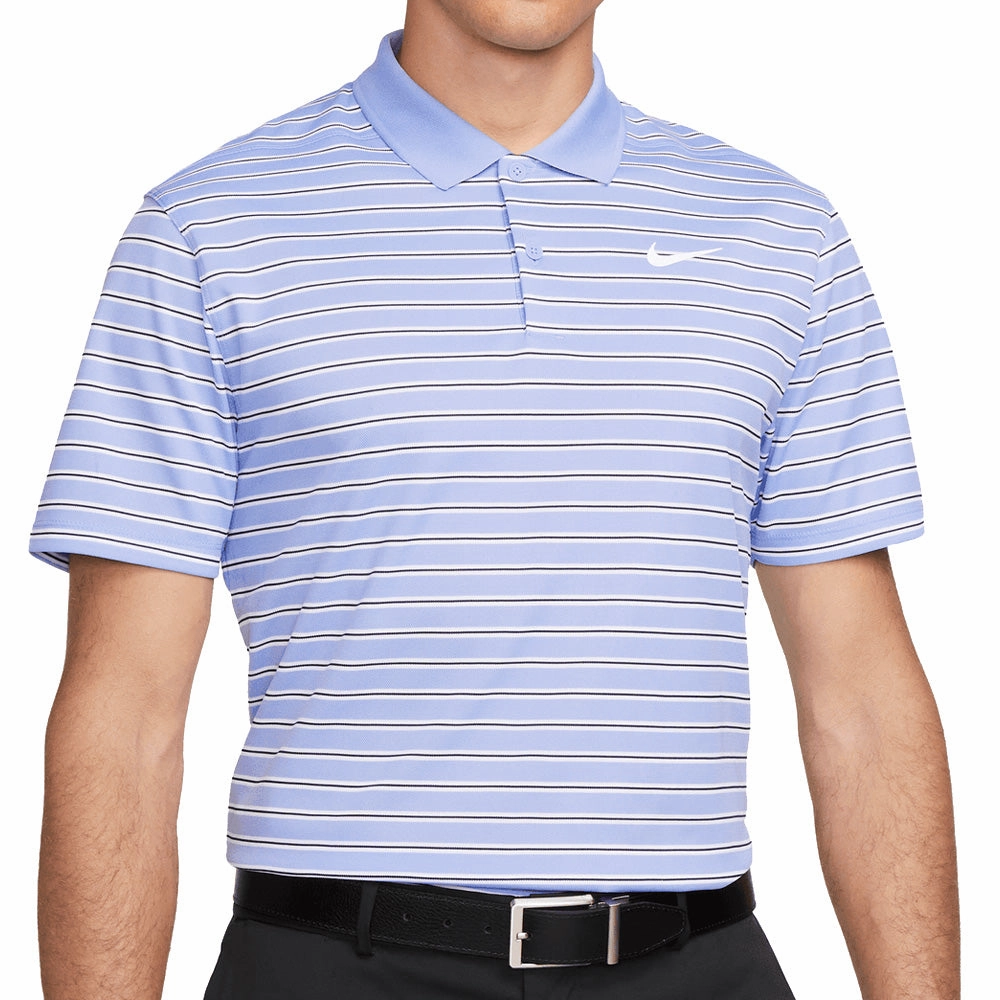 Active Wearable Nike Dri-FIT Victory Striped Polo Shirt - Light Thistle/White