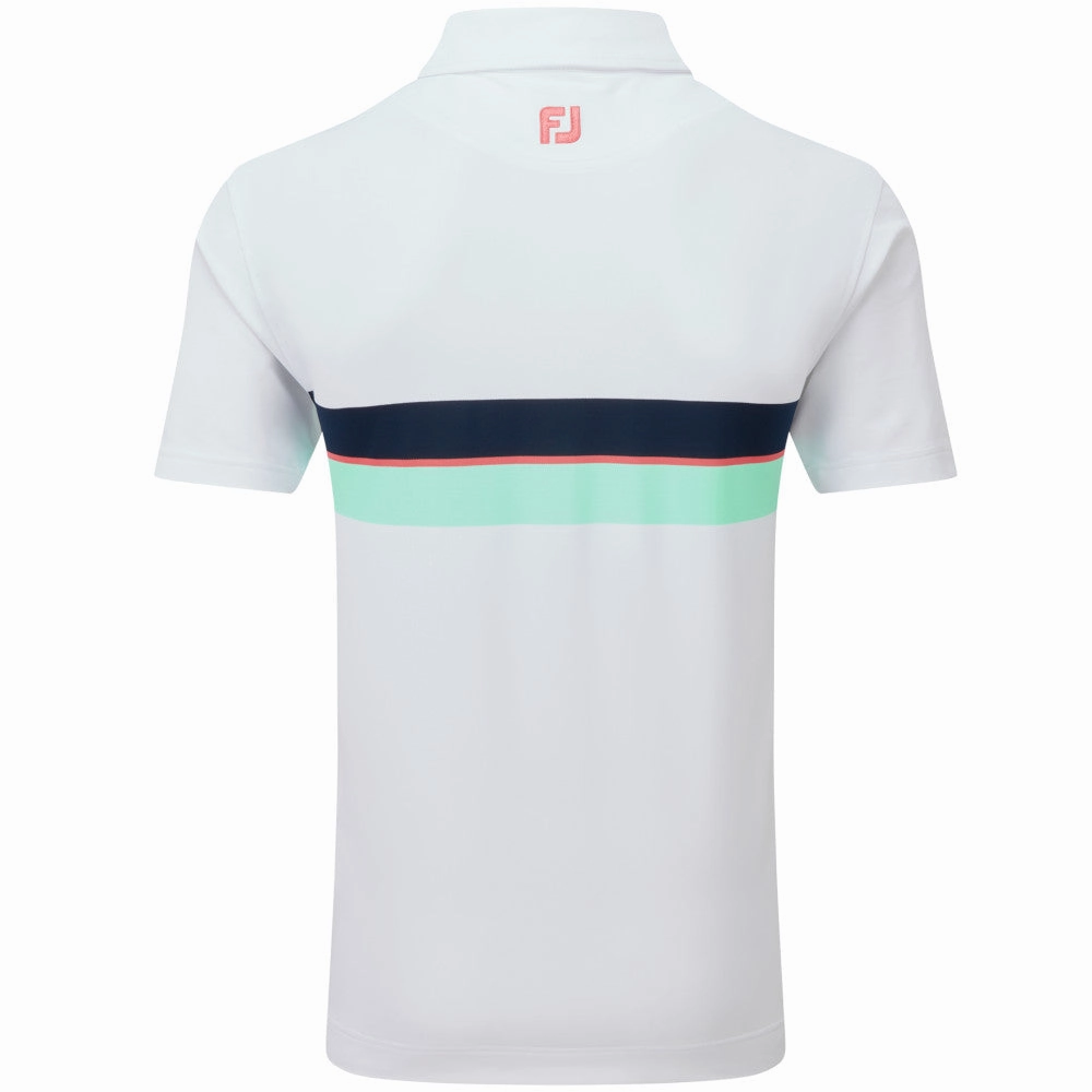 Vintage Style FootJoy Double Chest Band Pique Polo Shirt - White