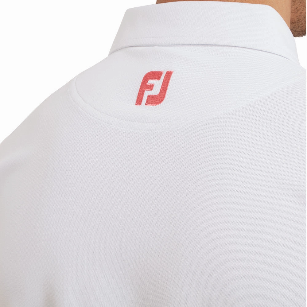 FootJoy Double Chest Band Pique Polo Shirt - White On-the-Go Fashion
