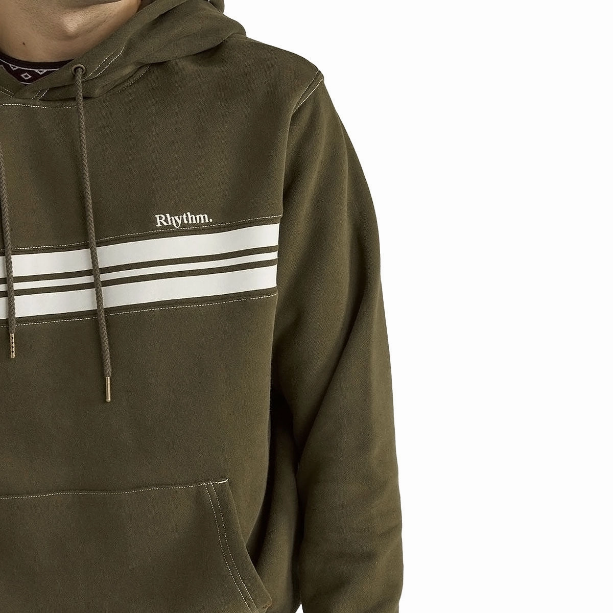 City Streets Modern Apparel Rhythm Panel Fleece Hoodie - Military Olive