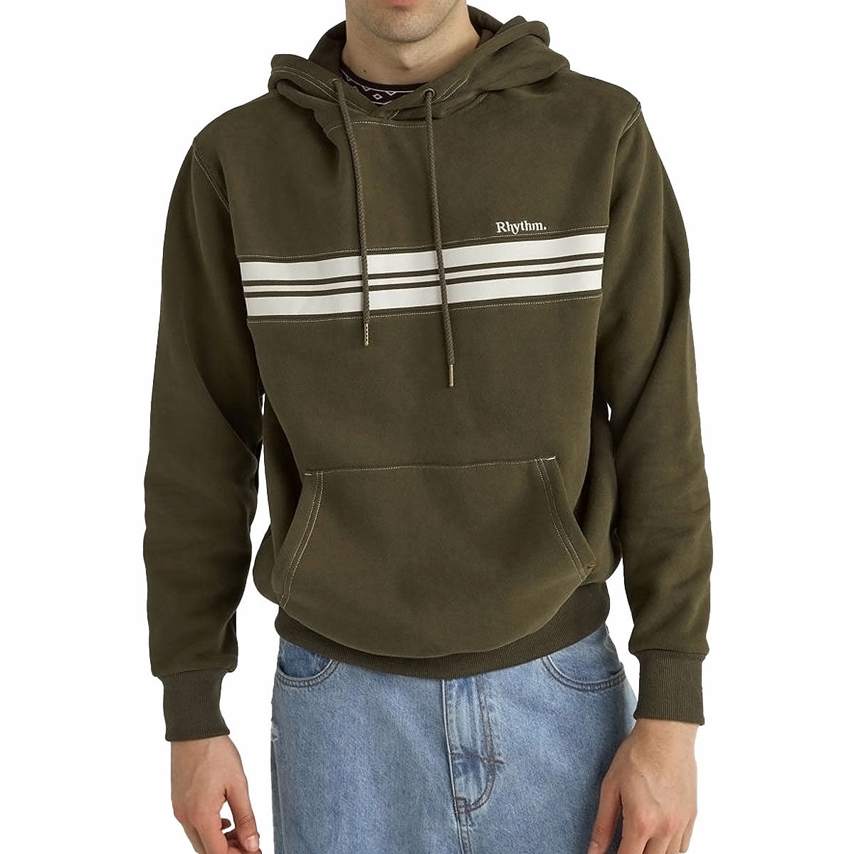 Customer Favorite Rhythm Panel Fleece Hoodie - Military Olive