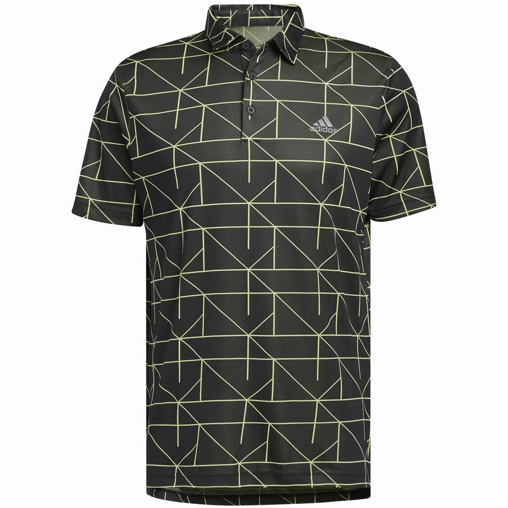 adidas Jacquard Primegreen Polo Shirt - Black/Pulse Lime Holiday Trend