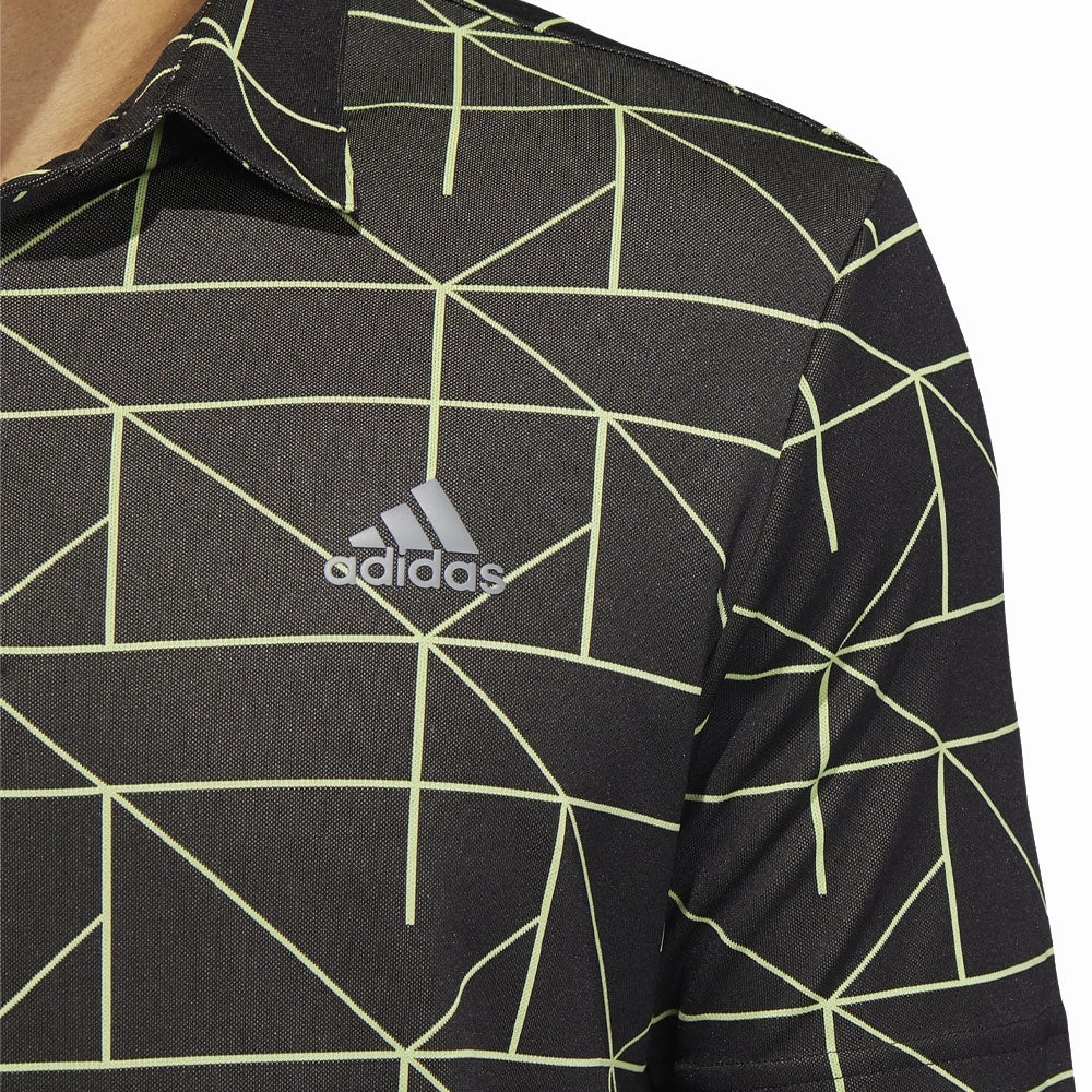 Classic Comfort adidas Jacquard Primegreen Polo Shirt - Black/Pulse Lime