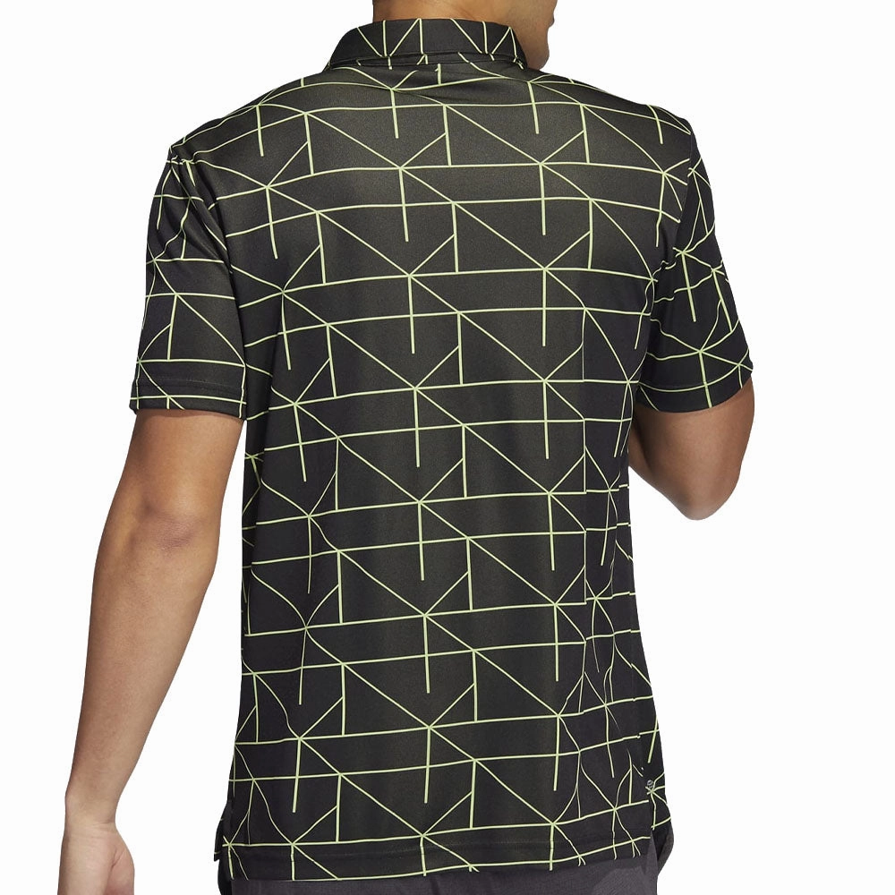 EthicalProduction Sporty Design adidas Jacquard Primegreen Polo Shirt - Black/Pulse Lime