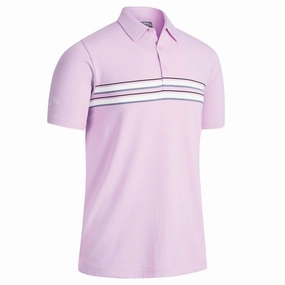 Callaway Jaspe Chest Stripe Polo Shirt - Party Pink Holiday Style