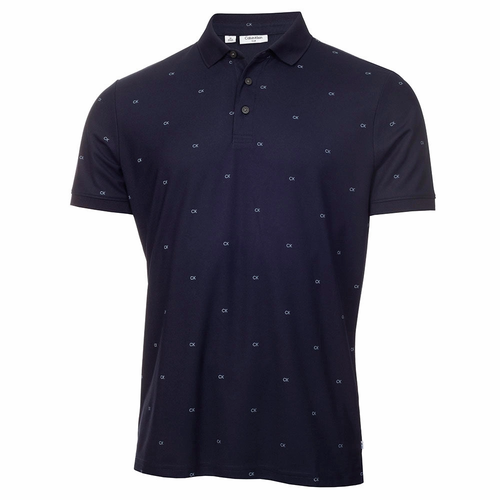 FlexibleKnit Adult Wear Calvin Klein Monogram Pique Polo Shirt - Navy/Artic Ice