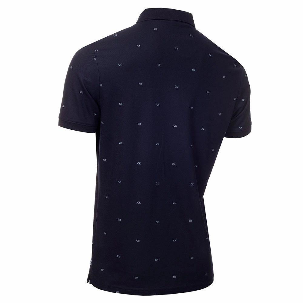Perfect Fit Easy Wear Style Calvin Klein Monogram Pique Polo Shirt - Navy/Artic Ice
