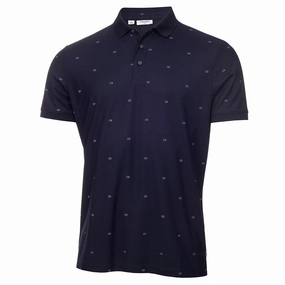 FlexibleKnit Adult Wear Calvin Klein Monogram Pique Polo Shirt - Navy/Artic Ice